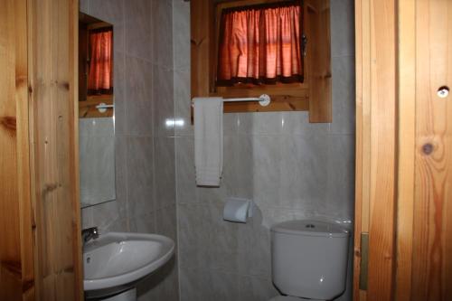 佩尼亚什达绍迪Cota 1500 - Chalé 51 - Penhas da Saúde的一间带卫生间和水槽的浴室