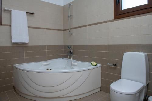 帕福斯Kallizoni villa的带浴缸和卫生间的浴室。