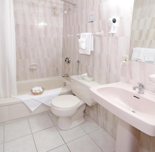 哈利法克斯达特茅斯海岸酒店的白色的浴室设有卫生间和水槽。