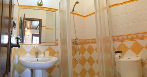 蒙地卡罗Casa de Teones的一间带水槽和淋浴的浴室