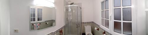 玛泽甘Apartamento para familias的带淋浴和卫生间的浴室以及窗户。