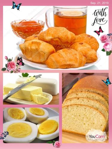 塞凡Nina BNB的鸡蛋、面包和黄油图片的拼贴