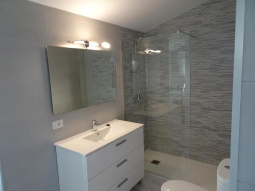 圣米格尔德阿沃纳Appartamento Indipendente in Villa - Golf Del Sur的一间带水槽和玻璃淋浴的浴室