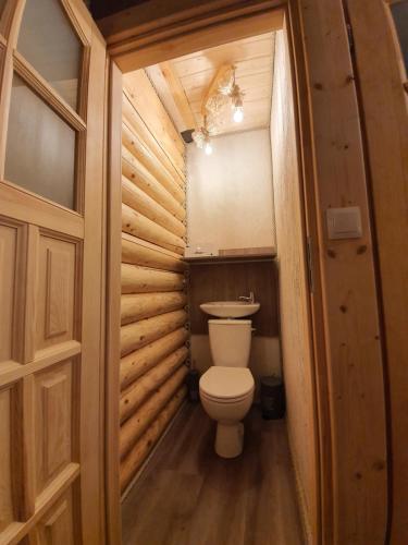 什切尔克Cicha Polana的木屋内的浴室设有卫生间