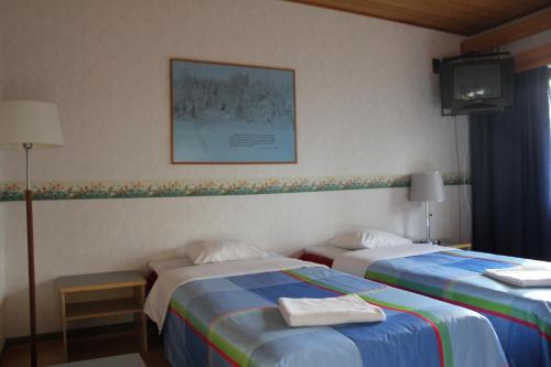 索特卡莫图里克图酒店的一间酒店客房,设有两张床和电视
