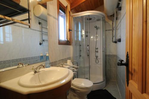 Hernansancho艾米拉多莫拉尼亚度假屋的带淋浴、盥洗盆和卫生间的浴室