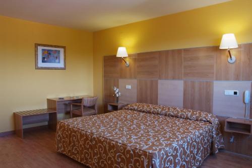 Horche卡纳达酒店的配有一张床和一张书桌的酒店客房