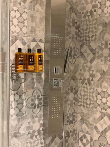 都灵Re Vittorio的带淋浴的浴室和玻璃门