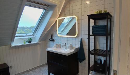 海宁Lenes logi的一间带水槽和镜子的浴室