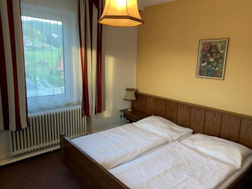 普瑞格利茨Gasthof Seelhofer的一间卧室设有一张床和一个窗口