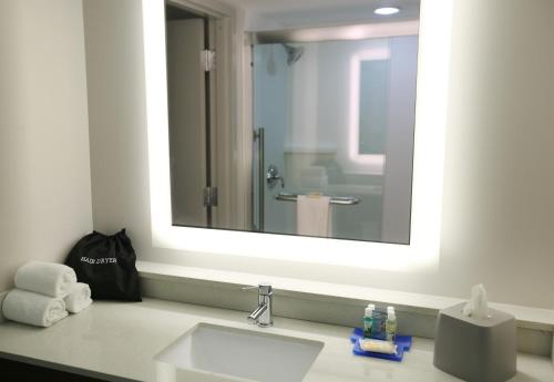比洛克西比洛克西-海滩大道假日酒店的一间带水槽和大镜子的浴室