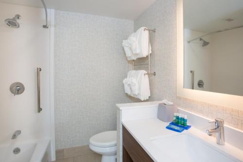 切姆斯福德切姆斯福德智选假日酒店的一间带水槽、卫生间和镜子的浴室