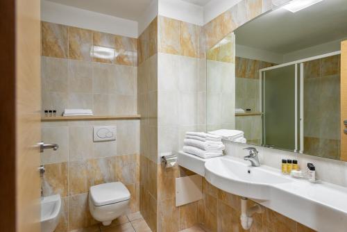 塞蒂莫托里内塞雷柯德酒店的一间带水槽、卫生间和镜子的浴室