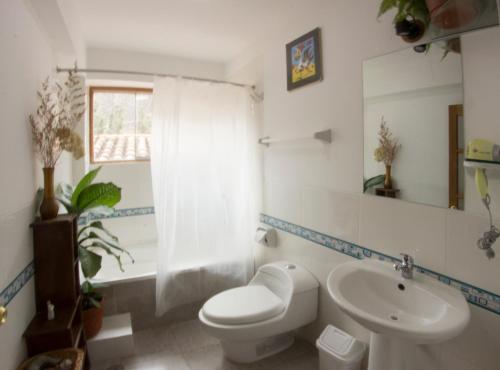 奥兰太坦波帕尔瓦旅馆的一间带卫生间和水槽的浴室