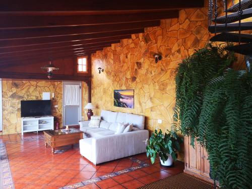 Barranco HondoCamino Real的带沙发和石墙的客厅