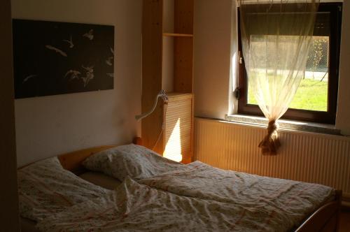 奥斯特巴德·哥伦Insel der Freude的一间卧室设有一张床和一个窗口
