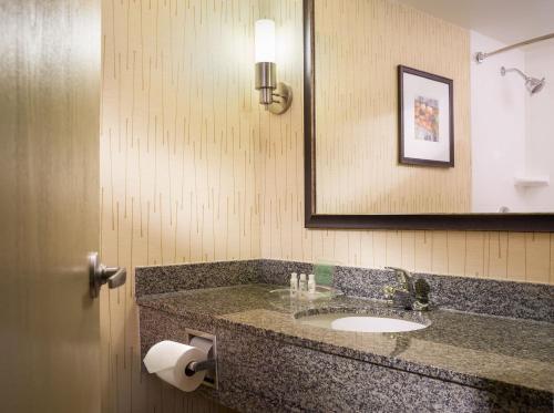 东哈特福德哈特福德市中心区度假酒店的一间带水槽和镜子的浴室