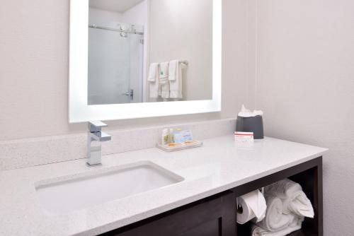 艾迪生Holiday Inn and Suites Addison, an IHG Hotel的一间带水槽和镜子的浴室