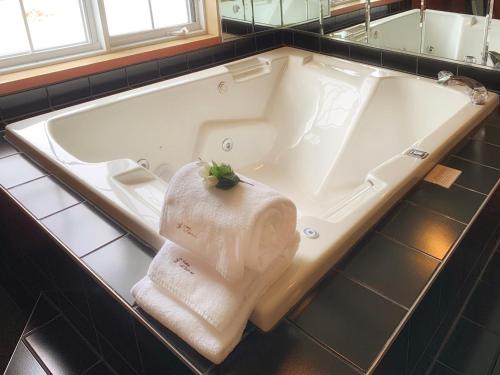 圣热罗姆壁炉汽车旅馆的浴缸内有毛巾