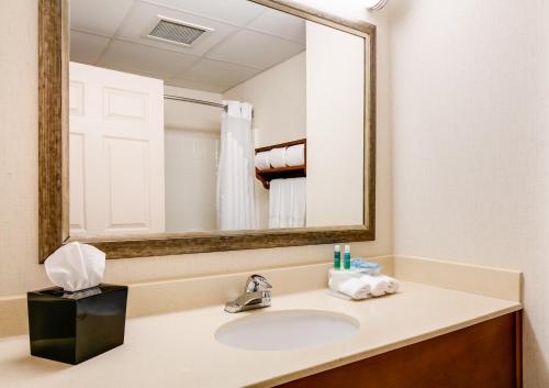 克拉尔维尔珊瑚村智选假日套房酒店的一间带水槽和大镜子的浴室