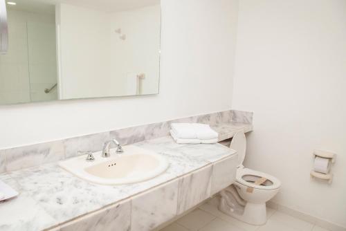 圣安德烈斯加勒比海太阳鲜花酒店 的白色的浴室设有水槽和卫生间。