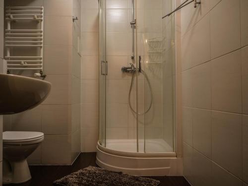 卢布林森特旅馆的带淋浴和卫生间的浴室