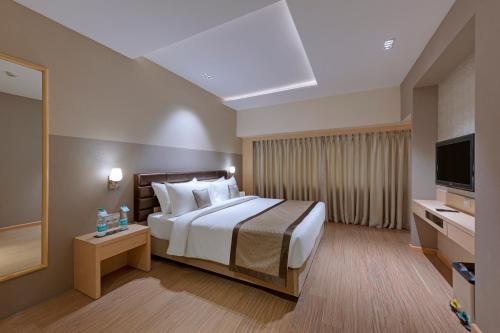 奥兰加巴德The Fern Residency Aurangabad的配有一张床和一台平面电视的酒店客房