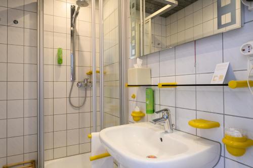 凯撒斯劳滕赫尔曼酒店的一间带水槽和淋浴的浴室
