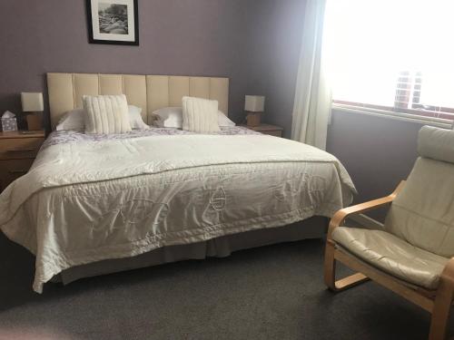 多诺赫Amalfi Bed and Breakfast的卧室配有床、椅子和窗户。