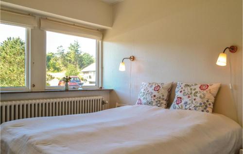 NymindegabBeautiful Home In Nrre Nebel With Wifi的一间卧室配有带两个枕头的床和窗户