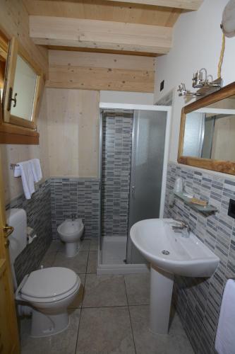 提尼亚类Il Camino的一间带水槽、卫生间和淋浴的浴室