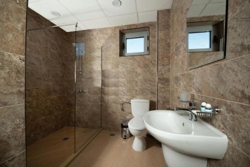 StarchevoКъща за гости Елица的一间带水槽、卫生间和淋浴的浴室