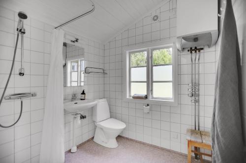 LjugarnLjugarns Semesterby的白色的浴室设有卫生间和水槽。