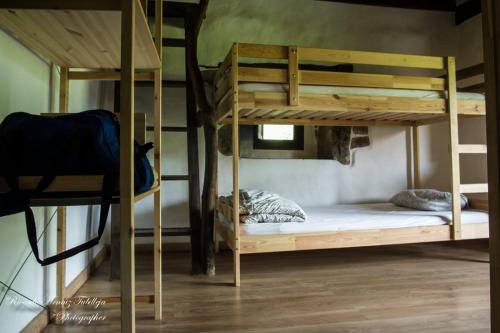 LavínAlbergue De Soba的一间客房内配有两张双层床的房间