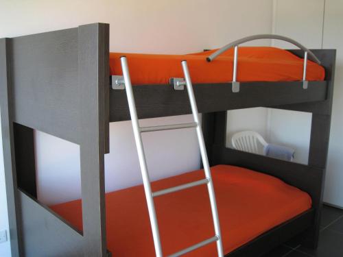 普罗塔拉斯三叉戟海滩公寓的客房内的双层床,带梯子