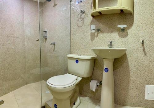 卡塔赫纳PyEnsa Cartagena的浴室配有卫生间、盥洗盆和淋浴。