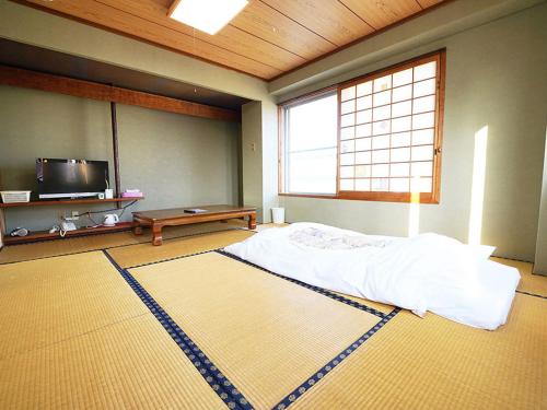 Saitobusiness ryokan haniwa的一间设有床铺和电视的房间