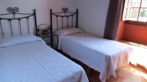 蒂哈拉费TIAROSALIA的一间卧室设有两张单人床和一个窗户。