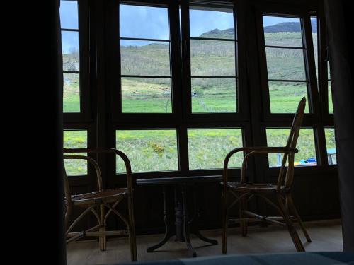 帕哈雷斯Valle del sol II的窗前的两把椅子和一张桌子