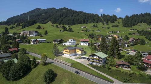 希洛谢克Ferienwohnung Riezler的山中村庄的空中景观