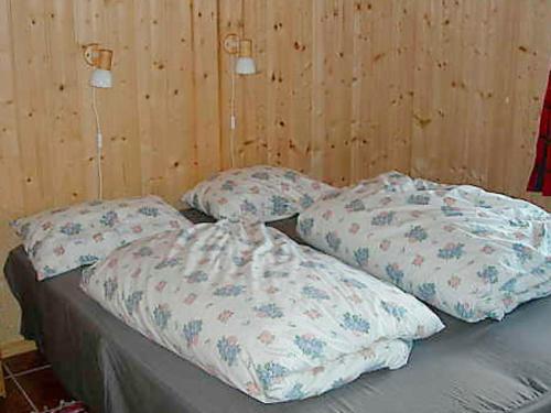 内斯比恩Three-Bedroom Holiday home in Nesbyen的房间里的床上有两个枕头