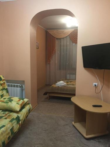 特鲁斯卡韦茨Мини-отель "Ольга"的带沙发和平面电视的客厅