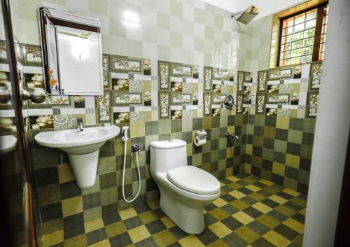 阿勒皮Snehatheeram Homestay的一间带卫生间和水槽的浴室