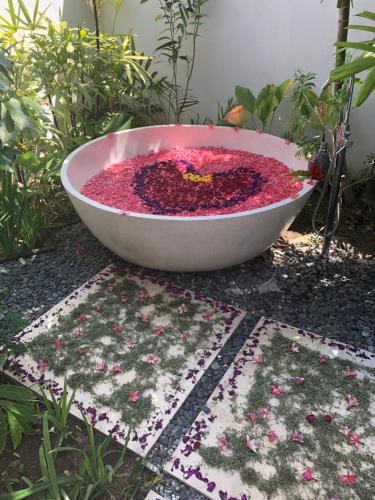 坎古塞纳拉别墅 的花园里盛满粉红色花的碗