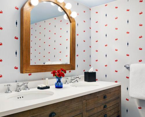 安纳波利斯Graduate Annapolis的一间带水槽和镜子的浴室