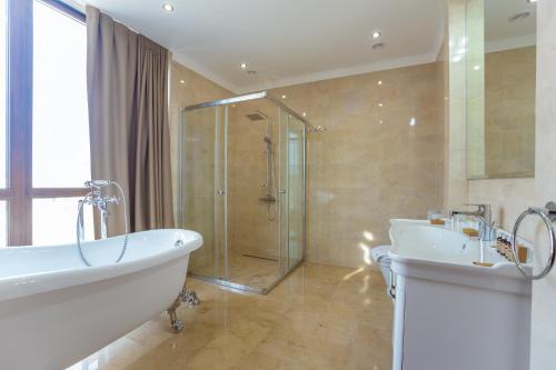 基希讷乌Ambassador Hotel的带浴缸、水槽和淋浴的浴室