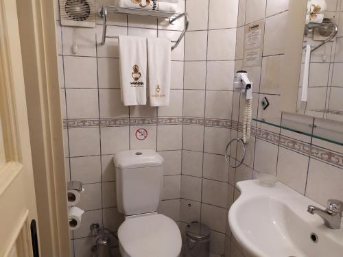 安塔利亚明杨酒店的一间带卫生间和水槽的小浴室