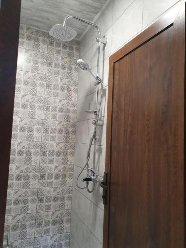 斯利文Студио Теа的带淋浴的浴室和木门