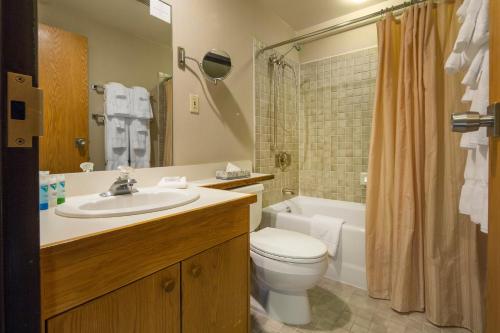 阿尔塔斯诺伯德旅舍的浴室配有盥洗盆、卫生间和浴缸。