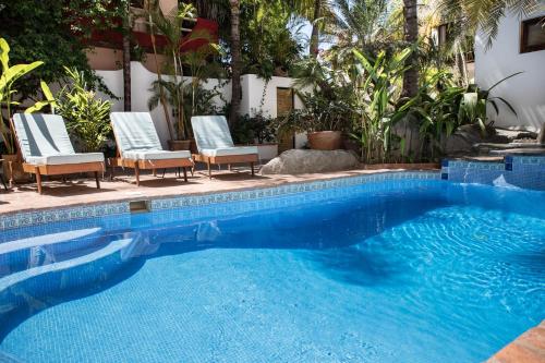 圣法兰西斯克PAL.MAR Hotel Tropical的一个带椅子的游泳池和一个游泳池